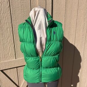 Ralph Lauren Women Green Violet Reversible Down Vest Gilet